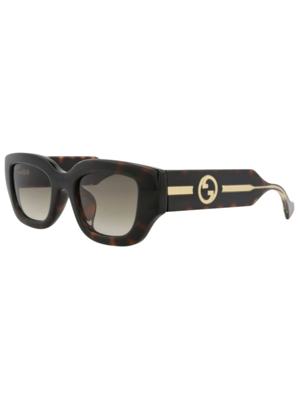 New Gucci Women's Sunglasses Cat Eye Injection Frame Havana Crystal Brown